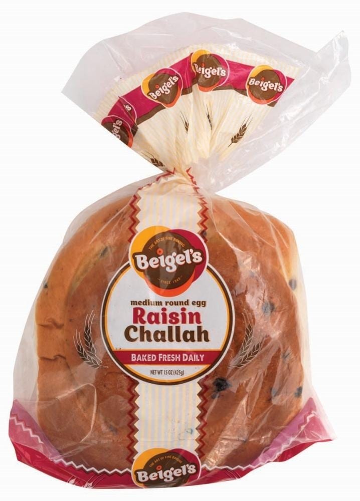 slide 1 of 1, Beigel's Raisin Challah Bread, 15 oz