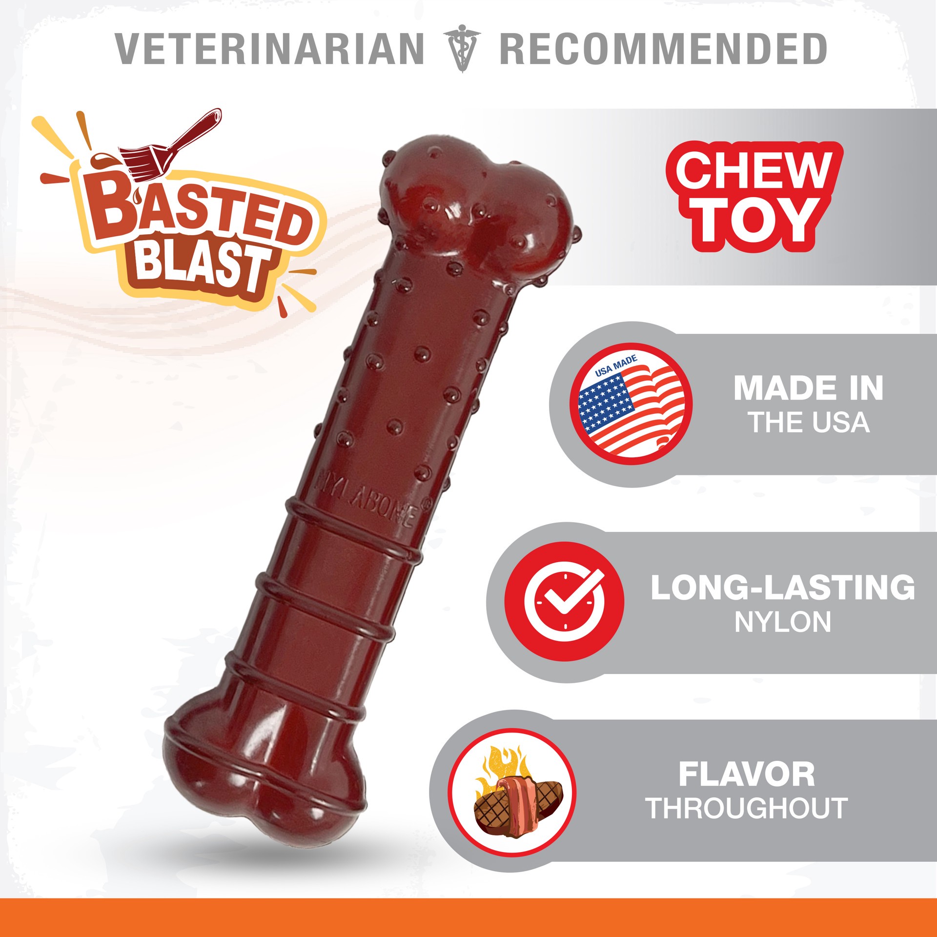 slide 5 of 10, Nylabone Power Chew Basted Blast Dual Flavored Dog Chew Toys Medium/Wolf - Up to 35 lbs.(1 Count), 1 ct