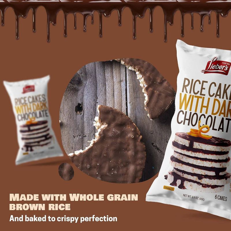 slide 2 of 4, Lieber's Rice Cakes Dark Chocolate Coated - 3.1oz, 3.1 oz