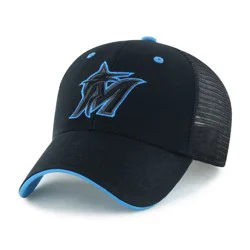 MLB Miami Marlins Moneymaker Mesh Hat: Cotton & Plastic Blend, Back Snap, Woven Fabric, One Size