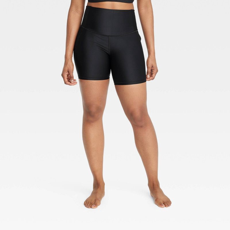 slide 3 of 5, Women's Effortless Support Bike Shorts 6" - All In Motion™ Black M: Moisture Wicking, Quick Drying, 1 ct