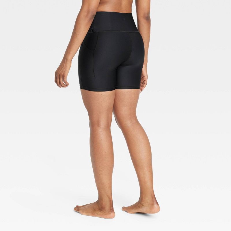 slide 4 of 5, Women's Effortless Support Bike Shorts 6" - All In Motion™ Black M: Moisture Wicking, Quick Drying, 1 ct