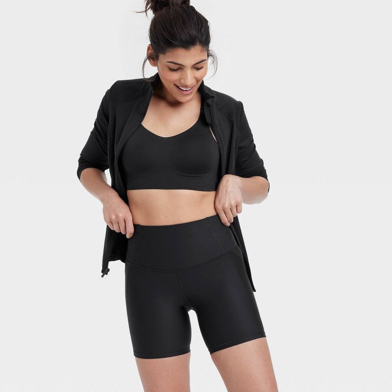 slide 5 of 5, Women's Effortless Support Bike Shorts 6" - All In Motion™ Black M: Moisture Wicking, Quick Drying, 1 ct