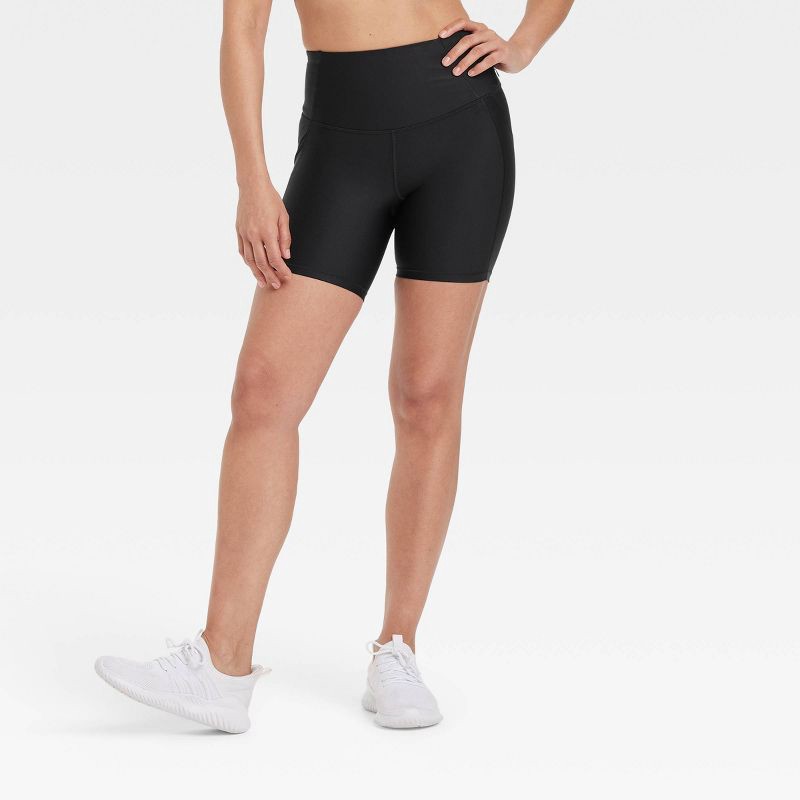 slide 1 of 5, Women's Effortless Support Bike Shorts 6" - All In Motion™ Black M: Moisture Wicking, Quick Drying, 1 ct