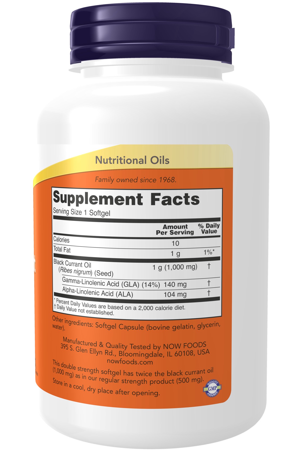 slide 2 of 4, NOW Black Currant Oil, Double Strength 1000 mg - 100 Softgels, 100 ct