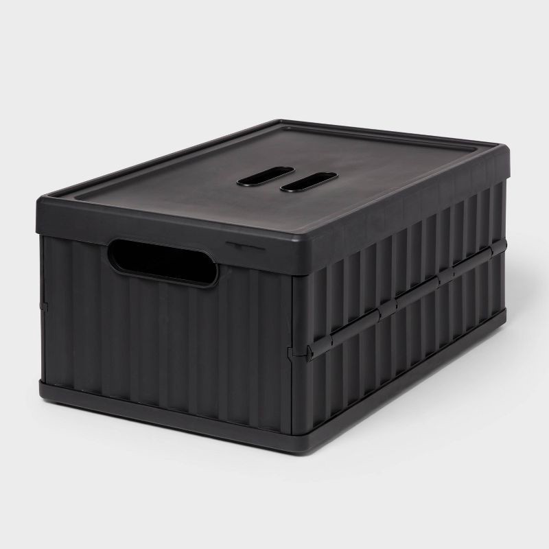 slide 1 of 3, Easy Assembly Hard Sided Bins Black - Brightroom™: Universal Utility Storage, 50% Recycled Plastic, 3622 Volume Capacity, 1 ct