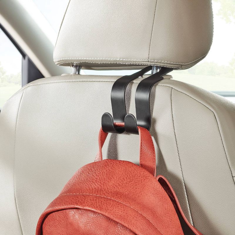 slide 2 of 3, 2pk Car Hooks Black - Brightroom™: Universal Steel Storage for Bags & Purses, Matte Black, No Assembly Required, 2 ct