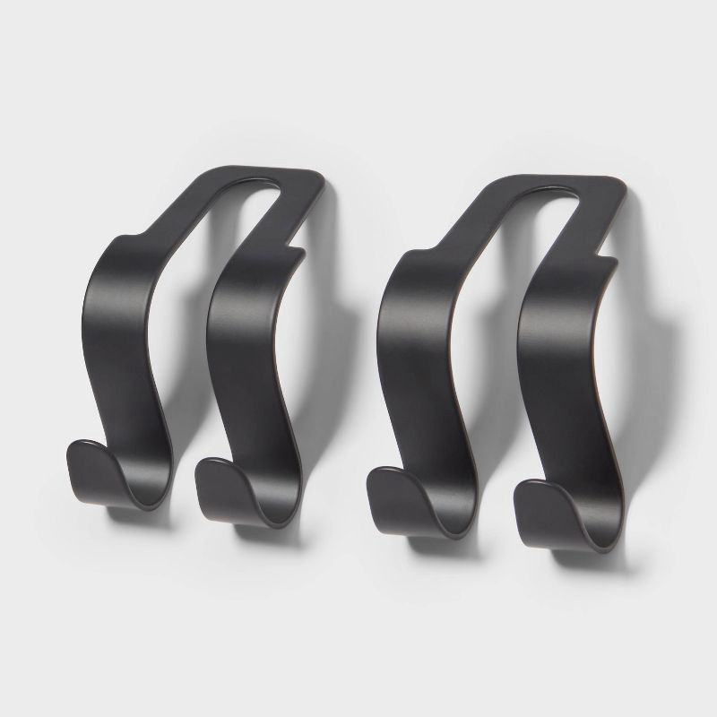 slide 1 of 3, 2pk Car Hooks Black - Brightroom™: Universal Steel Storage for Bags & Purses, Matte Black, No Assembly Required, 2 ct