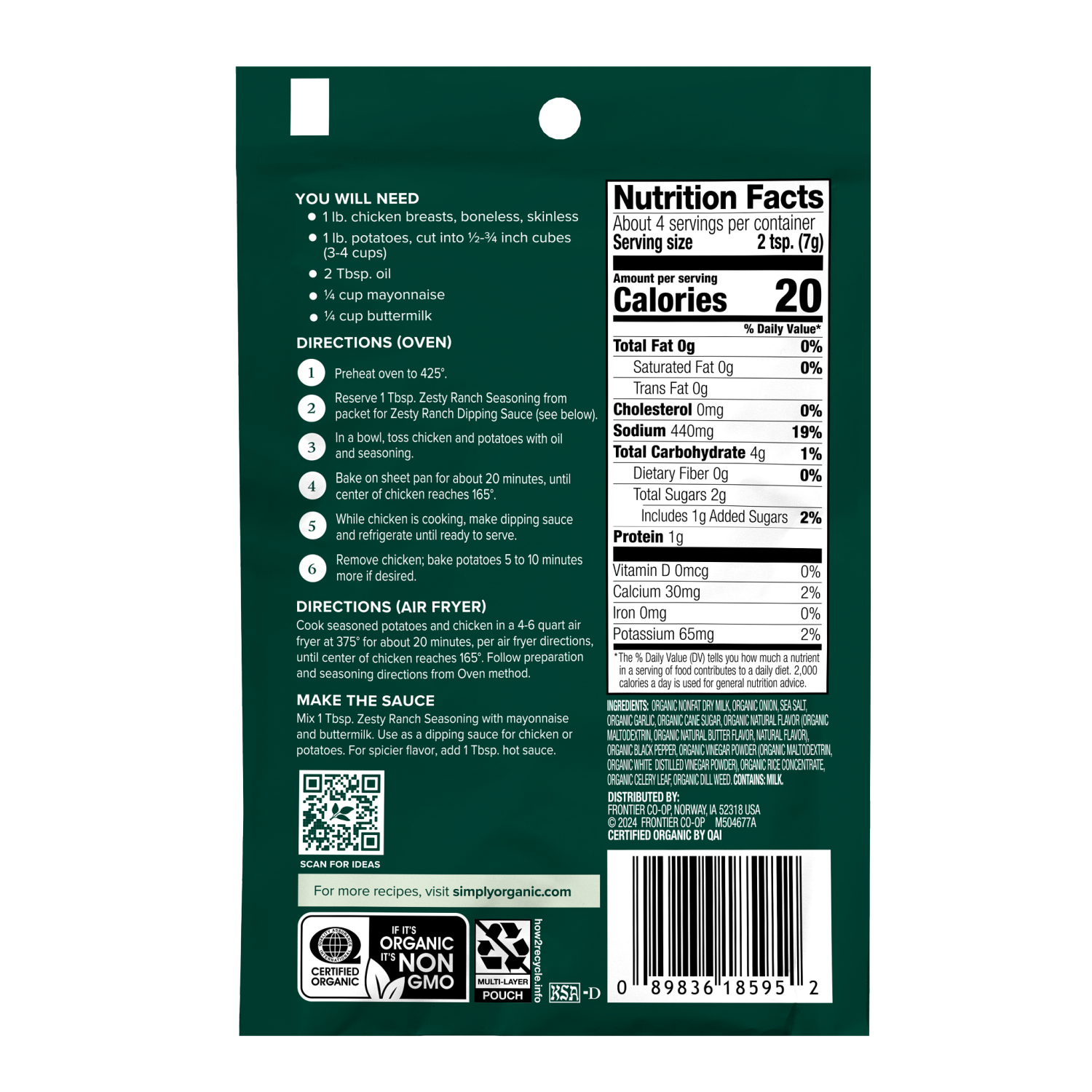 slide 2 of 4, Simply Organic Sheet Pan Seasoning Mix, Zesty Ranch, 0.99 oz