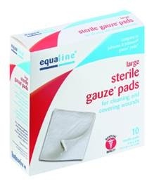 slide 1 of 1, Equaline Large Sterile Gauze Pads, 10 ct