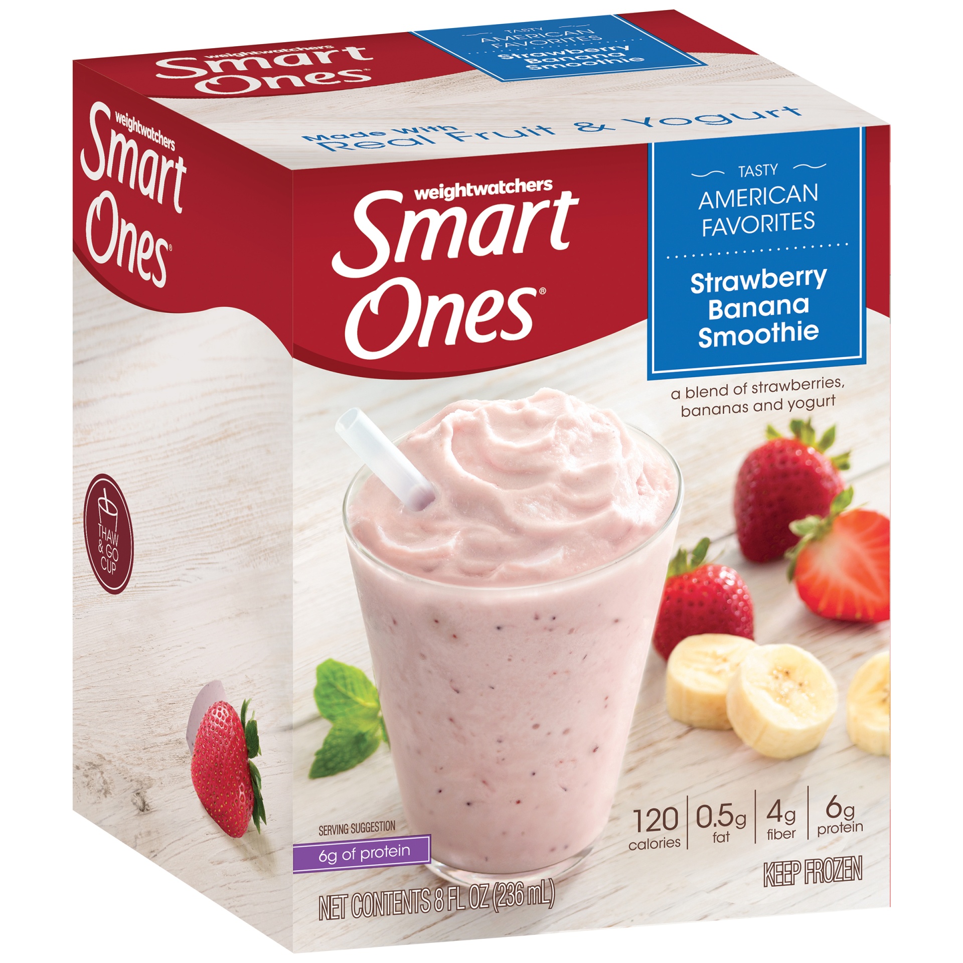 slide 2 of 6, Smart Ones Tasty American Favorites Strawberry Banana Smoothie, 8 fl oz