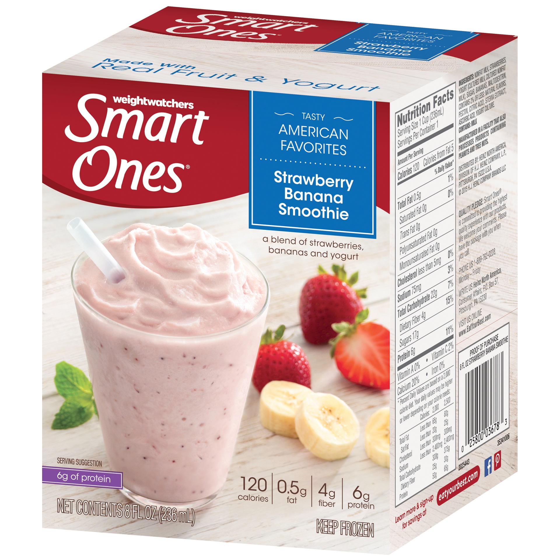 slide 4 of 6, Smart Ones Tasty American Favorites Strawberry Banana Smoothie, 8 fl oz