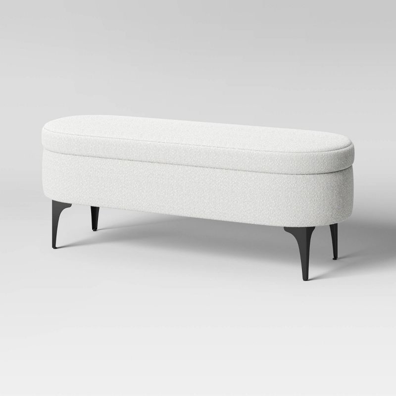 slide 2 of 6, Storage Bench with Metal Legs Cream Boucle - Threshold™: Upholstered, for Bedroom, Entryway Fully Assembled, 1 ct