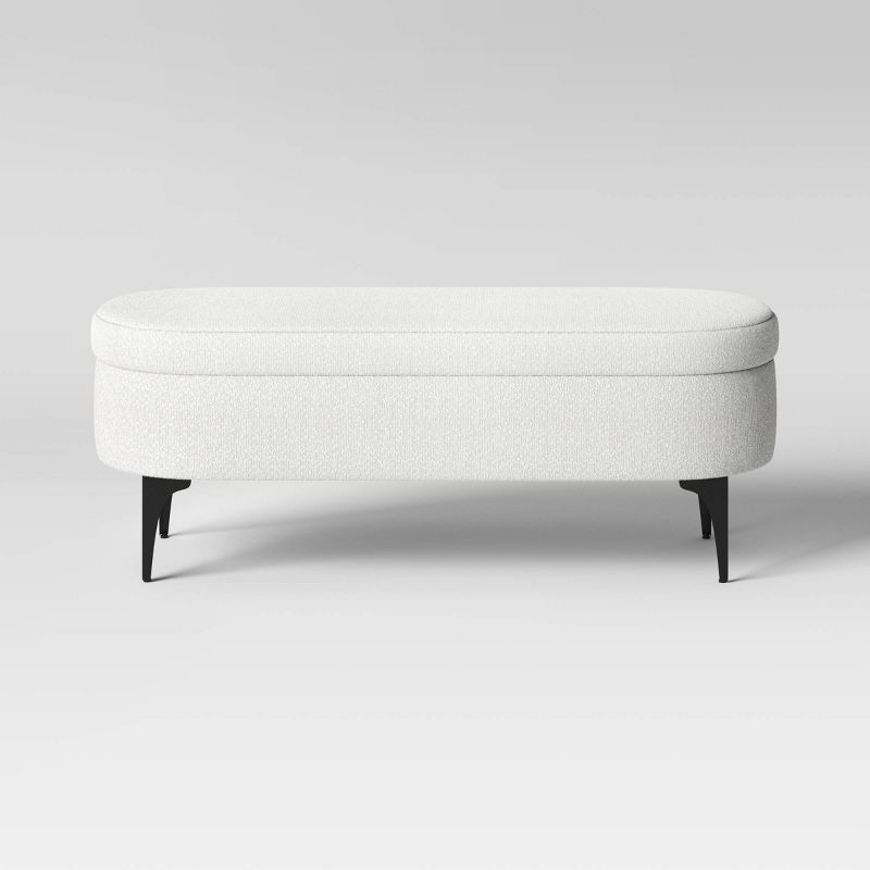 slide 4 of 6, Storage Bench with Metal Legs Cream Boucle - Threshold™: Upholstered, for Bedroom, Entryway Fully Assembled, 1 ct