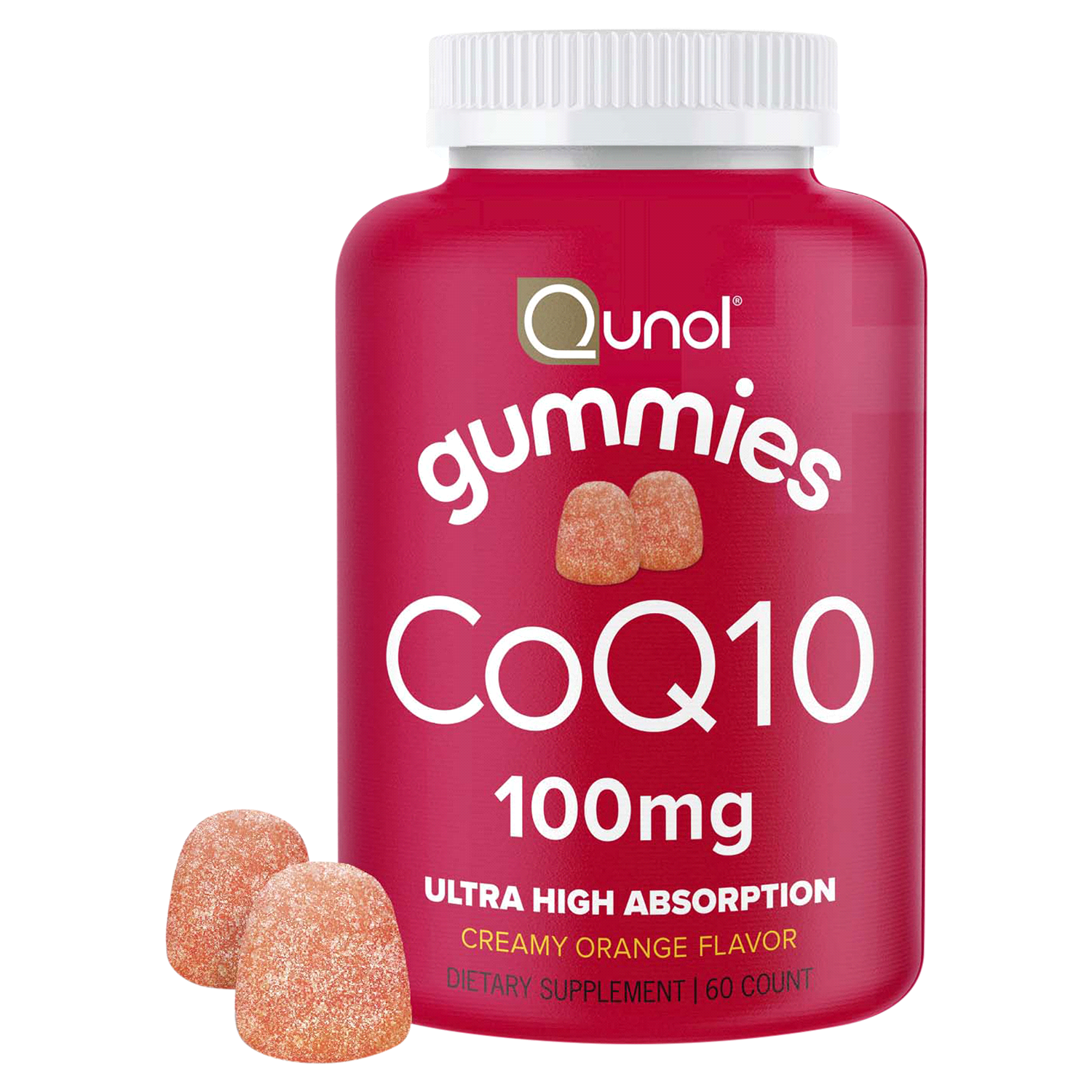 slide 1 of 3, Qunol 100 mg Creamy Orange Flavor Ultra CoQ10 60 Gummies, 60 ct