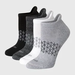 Hanes Women's 4pk Absolute Active Heel Tab No Show Socks - White/Gray/Black 5-9: Midweight Knit, Seamless Toe, Machine Washable
