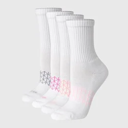 Hanes Women's 4pk Absolute Active Crew Socks - White 5-9: Midweight Cotton Blend, Seamless Toe, Machine Washable