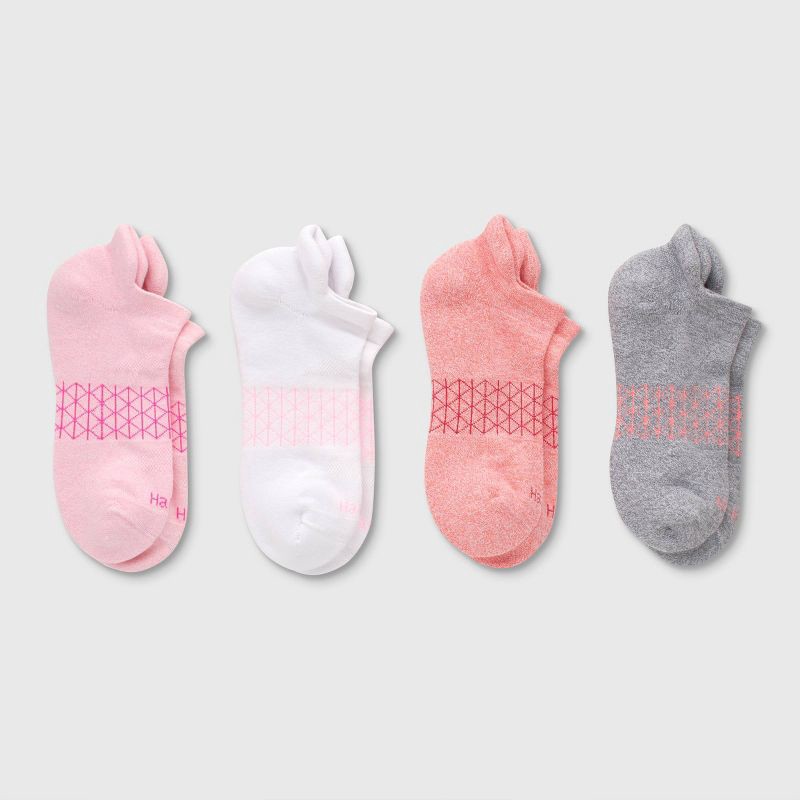 slide 2 of 5, Hanes Women's 4pk Absolute Active Heel Tab No Show Socks - Warm Color 5-9: Midweight Knit, Seamless Toe, Machine Washable, 4 ct