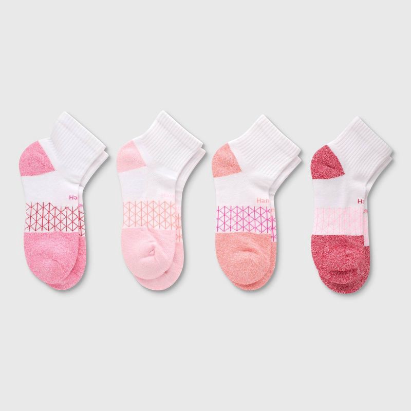 slide 2 of 5, Hanes Women's 4pk Absolute Active Ankle Socks - Assorted Pink 5-9: Seamless Toe, Midweight Knit, 4 ct