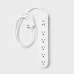 5 Outlet Surge Protector 6' Cord with USB White - heyday™