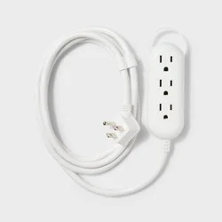 6' 3-Outlet Indoor Extension Cord White - heyday™: Flat Plug, Small, 16 AWG, 6ft, 13A, White