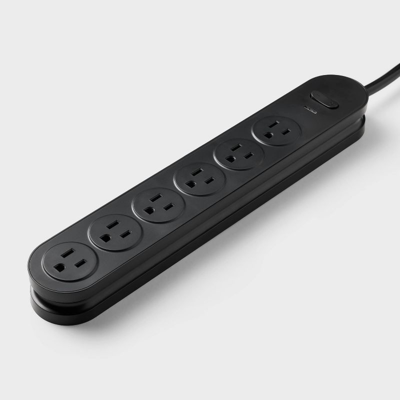 slide 2 of 3, 6 Outlet Surge Protector 6' Cord Black - heyday™, 1 ct