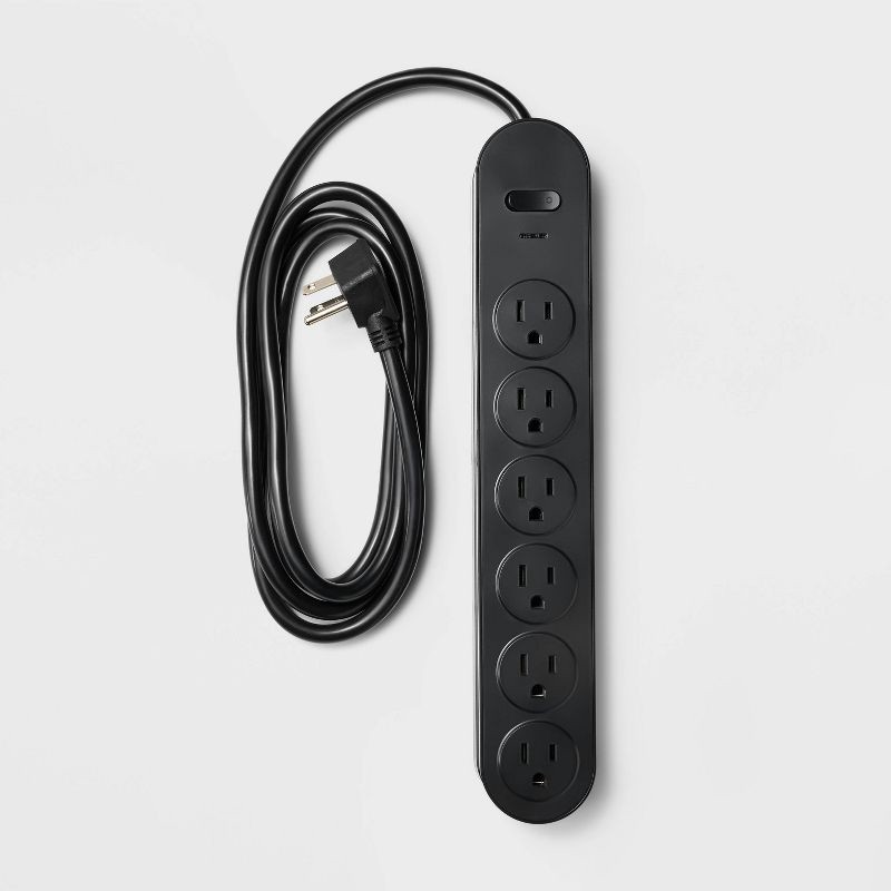 slide 1 of 3, 6 Outlet Surge Protector 6' Cord Black - heyday™, 1 ct