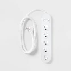 6' 5-Outlet Power Strip Extension Cord White - heyday™: Indoor Flat Plug, 6ft, 15A, 14 AWG, Multiple Outlets