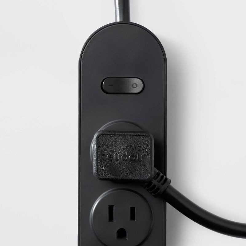 slide 3 of 3, 6' 5-Outlet Power Strip Extension Cord Black - heyday™: Indoor/Outdoor, 6ft, 15A, 14 AWG, 1-Year Warranty, 6 ft