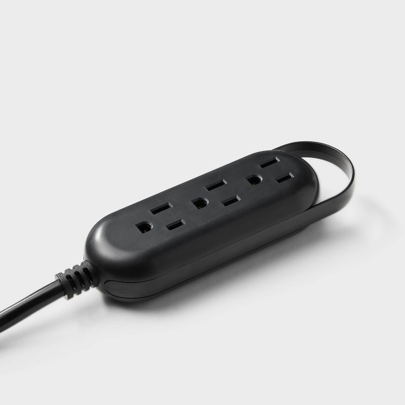 slide 2 of 3, 6' 3-Outlet Indoor Extension Cord Black - heyday™, 1 ct