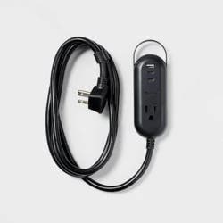 6' One-Outlet Indoor Extension Cord with USB & USB-C Ports Black - heyday™: 14 AWG, 6ft, 15A, Flat Design