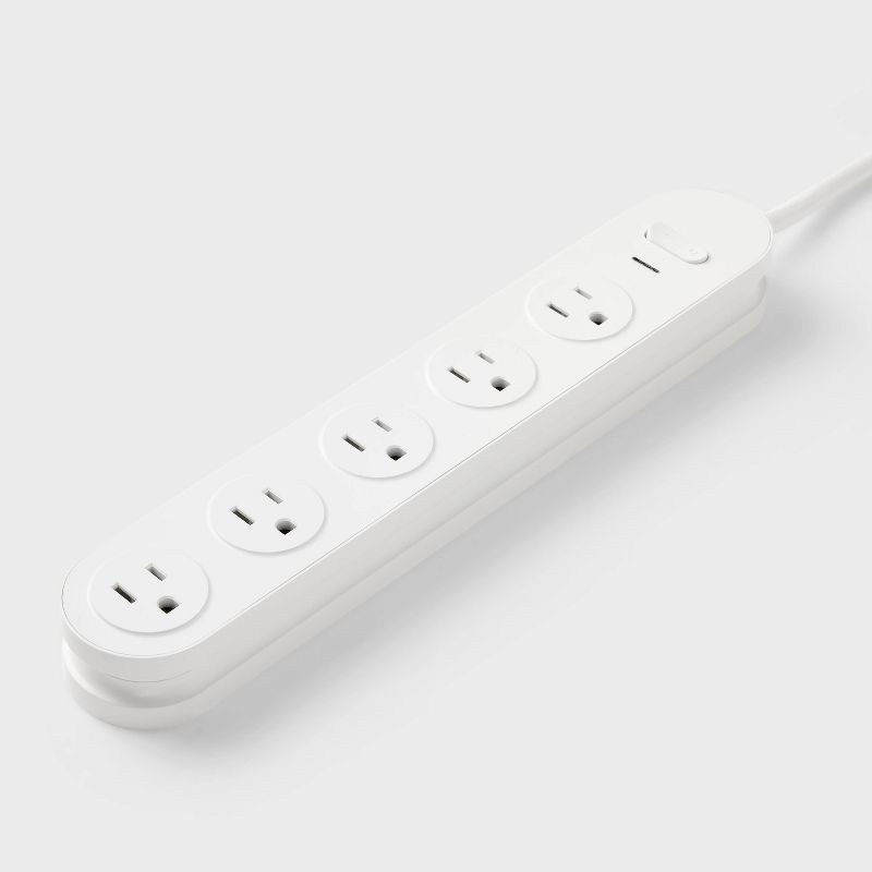 slide 2 of 3, 5 Outlet Surge Protector 3' Cord White - heyday™: Extension Cord, Outlet Extender, 500 Joules, Cord Management, 1 ct