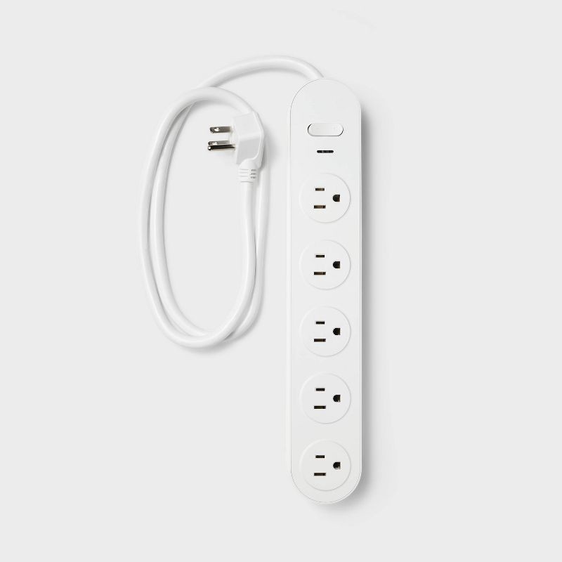 slide 1 of 3, 5 Outlet Surge Protector 3' Cord White - heyday™: Extension Cord, Outlet Extender, 500 Joules, Cord Management, 1 ct