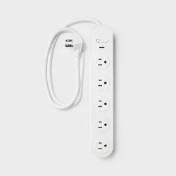 5 Outlet Surge Protector 3' Cord White - heyday™: Extension Cord, Outlet Extender, 500 Joules, Cord Management