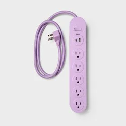 5 Outlet Surge Protector 3' Cord with USB Purple - heyday™