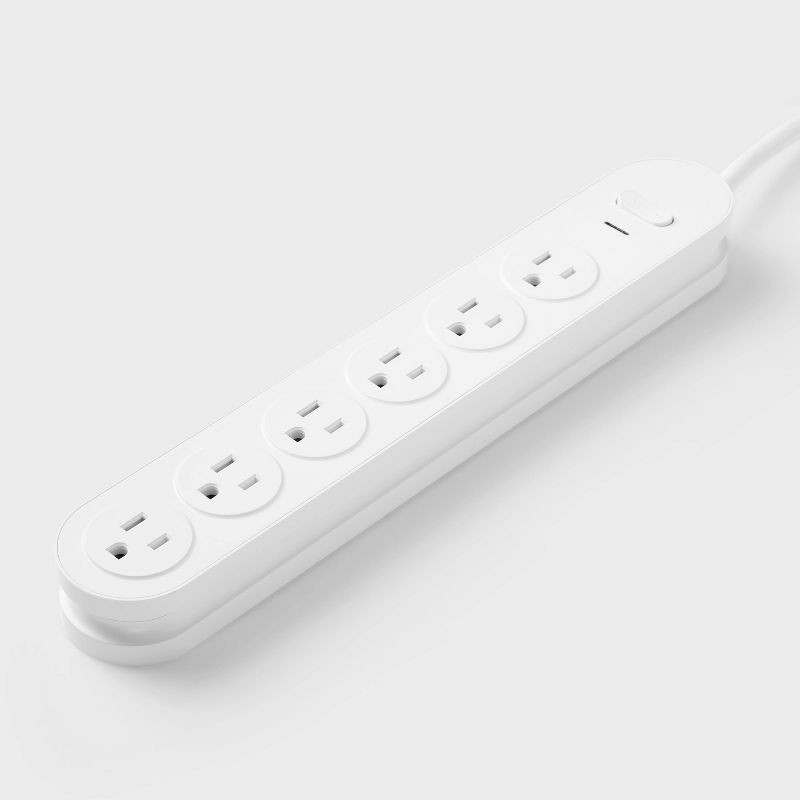 slide 2 of 3, 6 Outlet Surge Protector 6' Cord White - heyday™: 500 Joules, Extension Cord, Outlet Extender, 1 ct