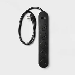 5 Outlet Surge Protector 3' Cord Black - heyday™