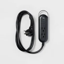 6' 2-Outlet Indoor Extension Cord with USB and USB-C Ports Black - heyday™: Flat Plug, 16 AWG, 13 Amps, 6ft Length