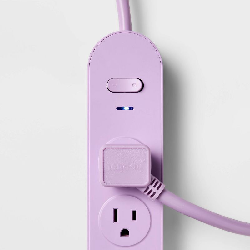 slide 3 of 3, 6 Outlet Surge Protector 6' Cord Purple - heyday™: Extension Cord, 500 Joules, 1 Year Warranty, 1 ct