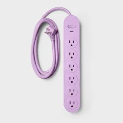 6 Outlet Surge Protector 6' Cord Purple - heyday™: Extension Cord, 500 Joules, 1 Year Warranty