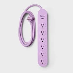 6 Outlet Surge Protector 6' Cord Purple - heyday™: Extension Cord, 500 Joules, 1 Year Warranty