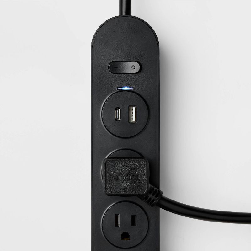 slide 3 of 3, 5 Outlet Surge Protector 6' Cord with USB Black - heyday™, 1 ct