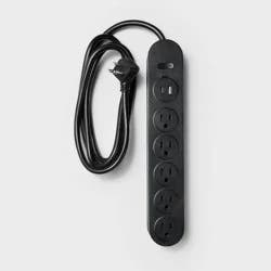 5 Outlet Surge Protector 6' Cord with USB Black - heyday™