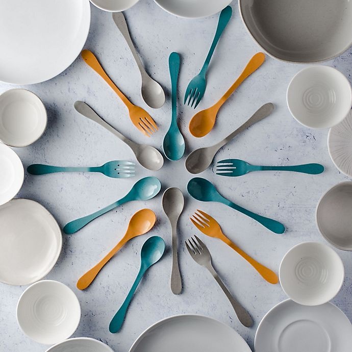 slide 3 of 7, Knork ECO Astrik Flatware Set - Orange/Blue/Grey, 6 ct