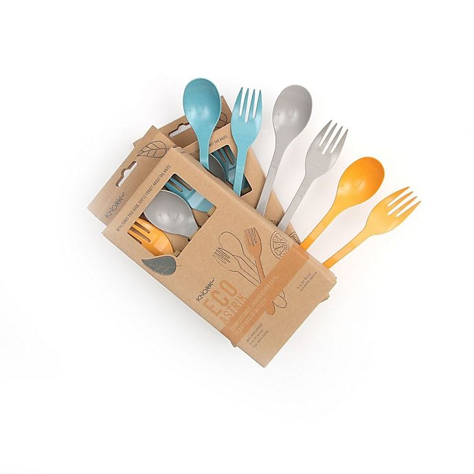 slide 5 of 7, Knork ECO Astrik Flatware Set - Orange/Blue/Grey, 6 ct