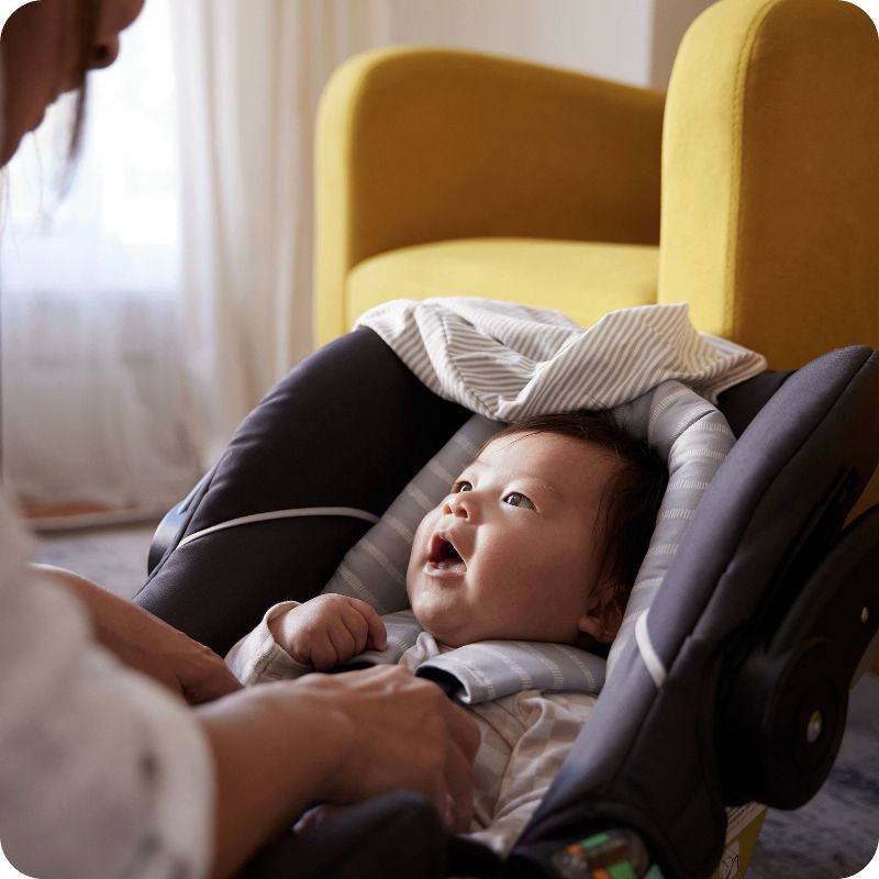 slide 2 of 6, GoldBug Duo Car Seat Head Support and Strap Cover - Car Seat Insert for Baby - Gray Ticking Stripe, 1 ct