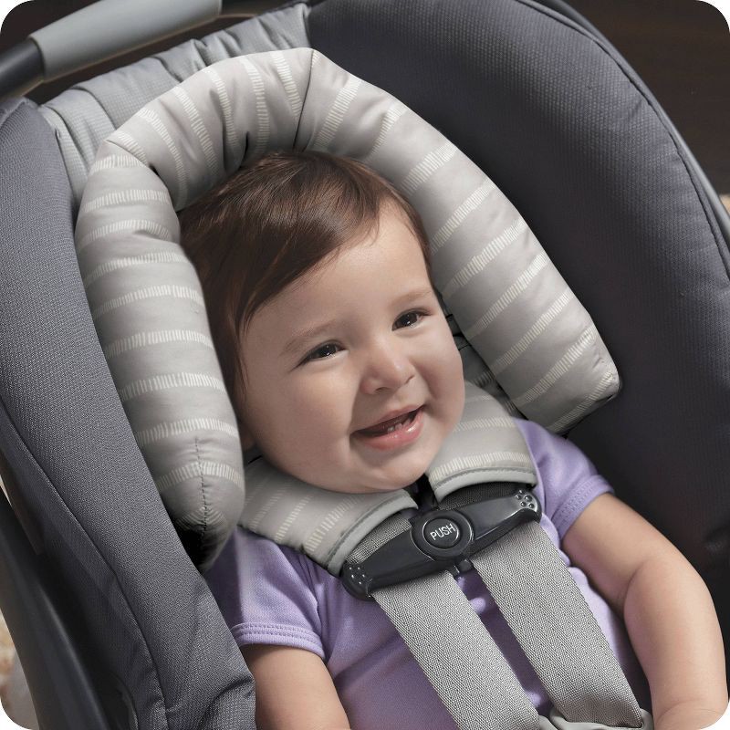 slide 3 of 6, GoldBug Duo Car Seat Head Support and Strap Cover - Car Seat Insert for Baby - Gray Ticking Stripe, 1 ct