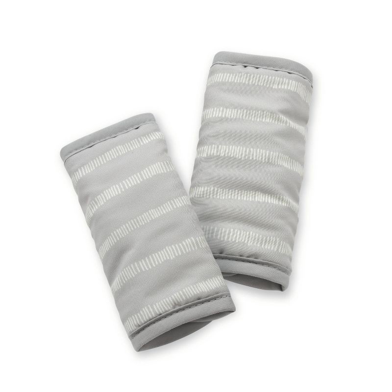 slide 6 of 6, GoldBug Duo Car Seat Head Support and Strap Cover - Car Seat Insert for Baby - Gray Ticking Stripe, 1 ct