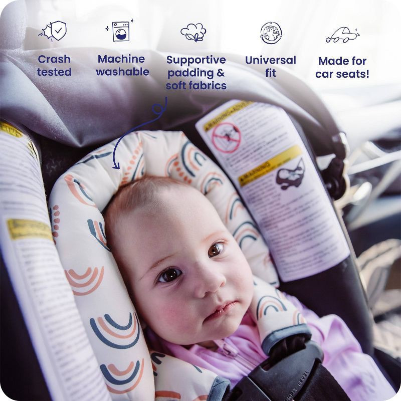 slide 3 of 7, GoldBug Duo Car Seat Head Support and Strap Cover - Car Seat Insert for Baby - Rainbow, 1 ct