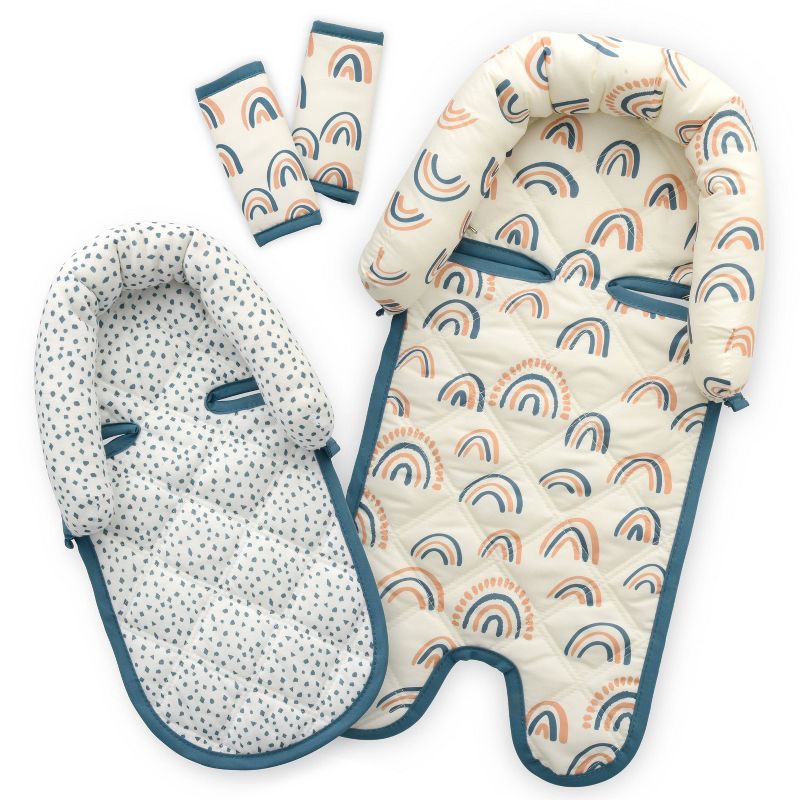 slide 1 of 7, GoldBug Duo Car Seat Head Support and Strap Cover - Car Seat Insert for Baby - Rainbow, 1 ct